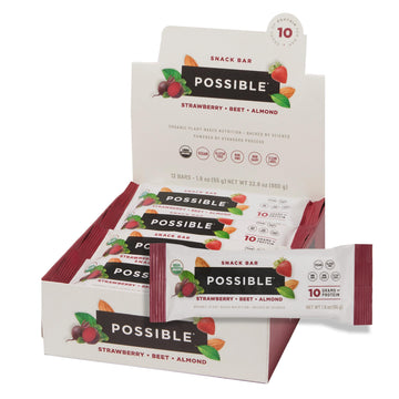 POSSIBLE Snack Bar - Organic Energy Bars with 10g of Plant-Based Protein - Vegan, Gluten-Free, Non-Dairy, USDA Organic - Healthy