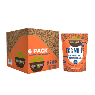Miracle Noodle High Protein Egg White Noodles - Vermicelli – Angel Hair Substitute - Low Carb & Low Calorie – Ready To Eat – 3.5 Ounce (Pack Of 6)