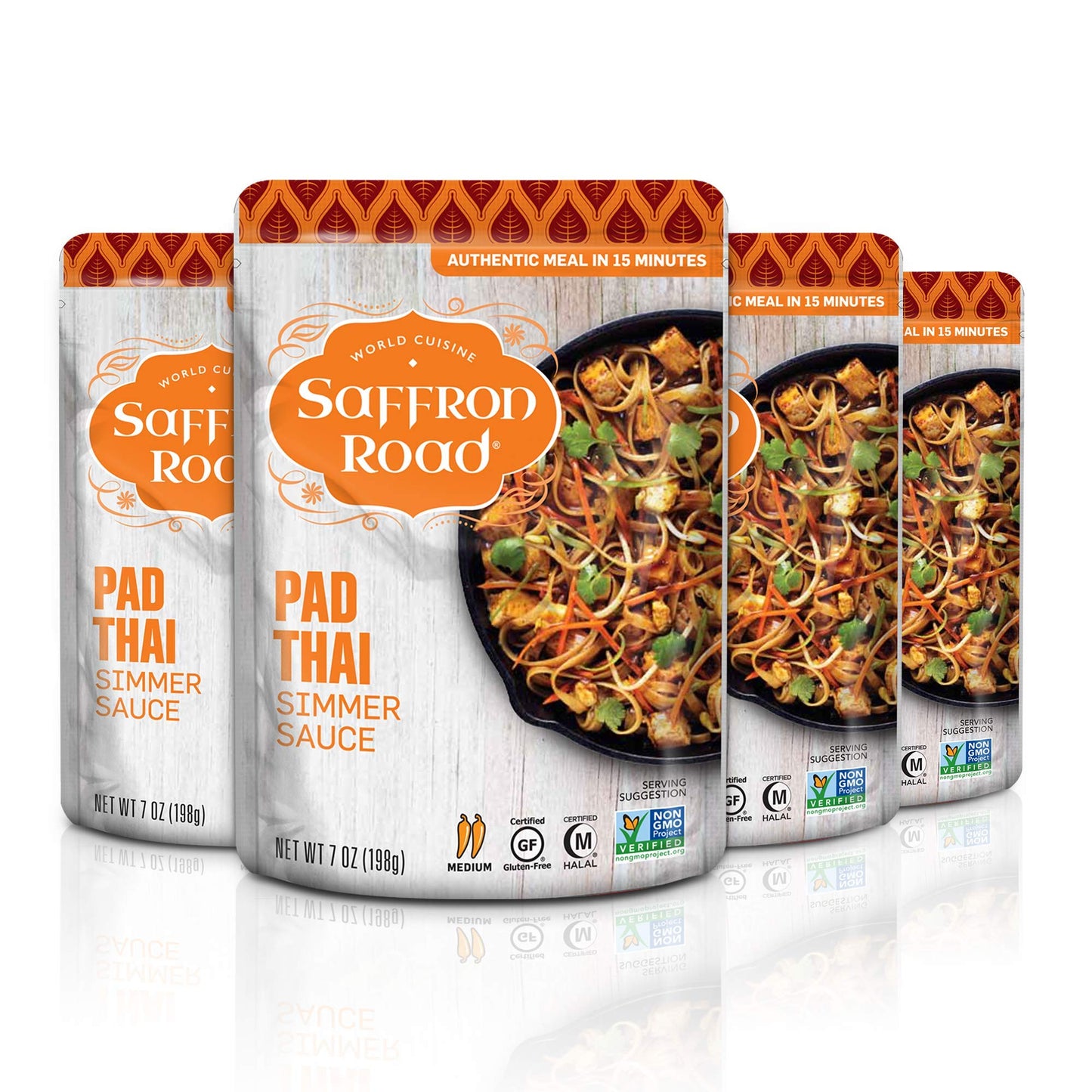 Saffron Road Pad Thai Simmer Sauce | Globally Inspired Simmer Sauce | Gluten-free, Vegan, Non-GMO, and Certified Halal and Koshe