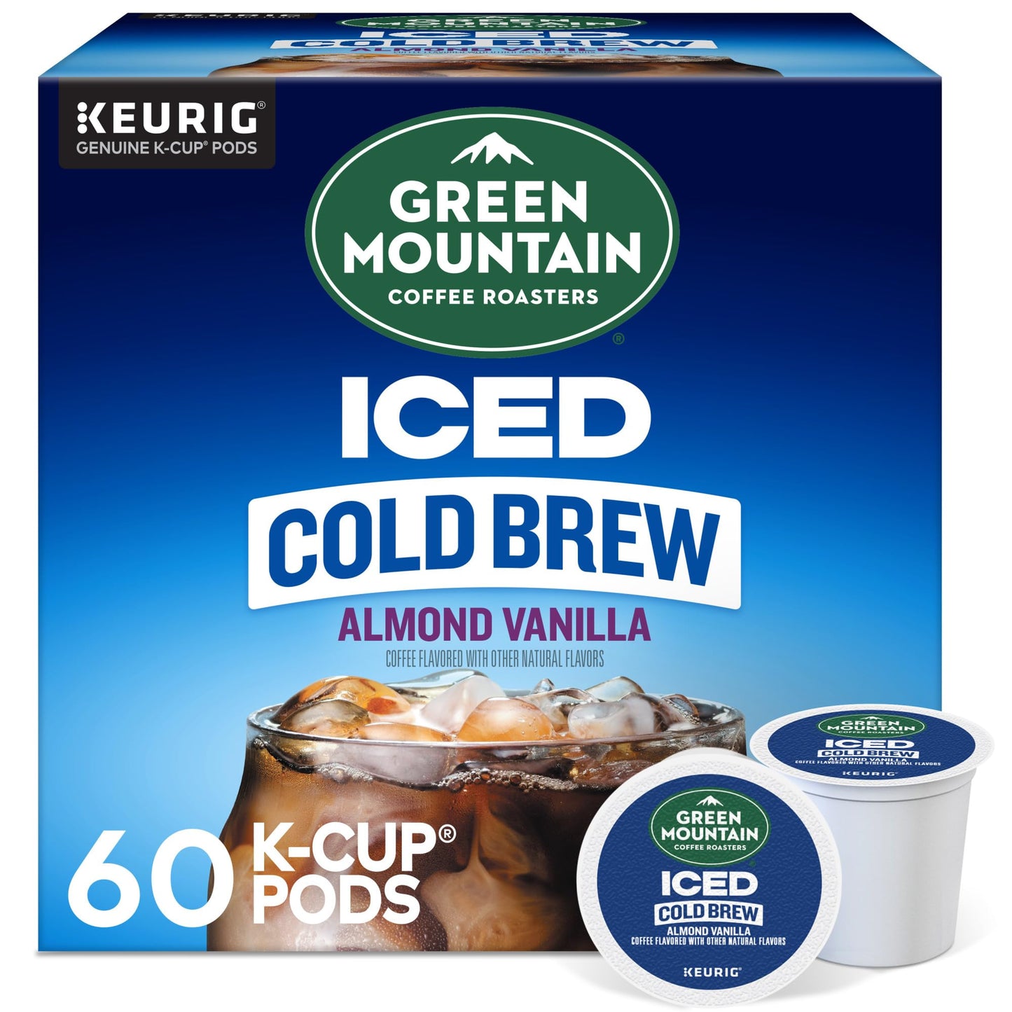 Green Mountain Coffee Roasters Almond Vanilla Iced Cold Brew Coffee, Single Serve Keurig K-Cup Pods, 60-Count Box (6 Packs of 10