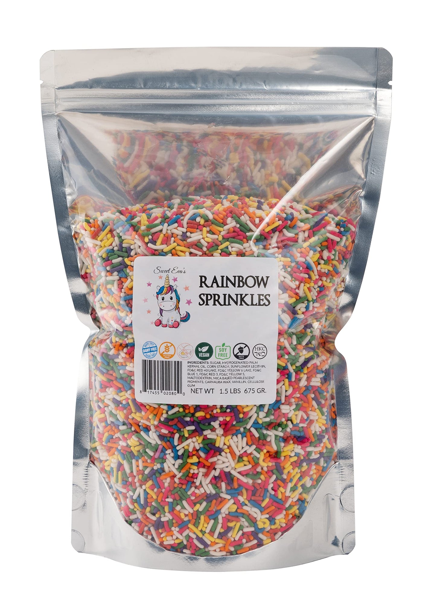 Rainbow Sprinkles-Dairy Free, Gluten-Free, Egg Free, Vegan, Soy Free, Nuts Free, Kosher, Sprinkle Medley Mix, For Baking, Decora