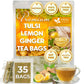 FRESHDRINKUS Tulsi Lemon Ginger Tea Bags, 100% Natural & Pure, 35 Count, Vegan, No Sugar, No Caffeine