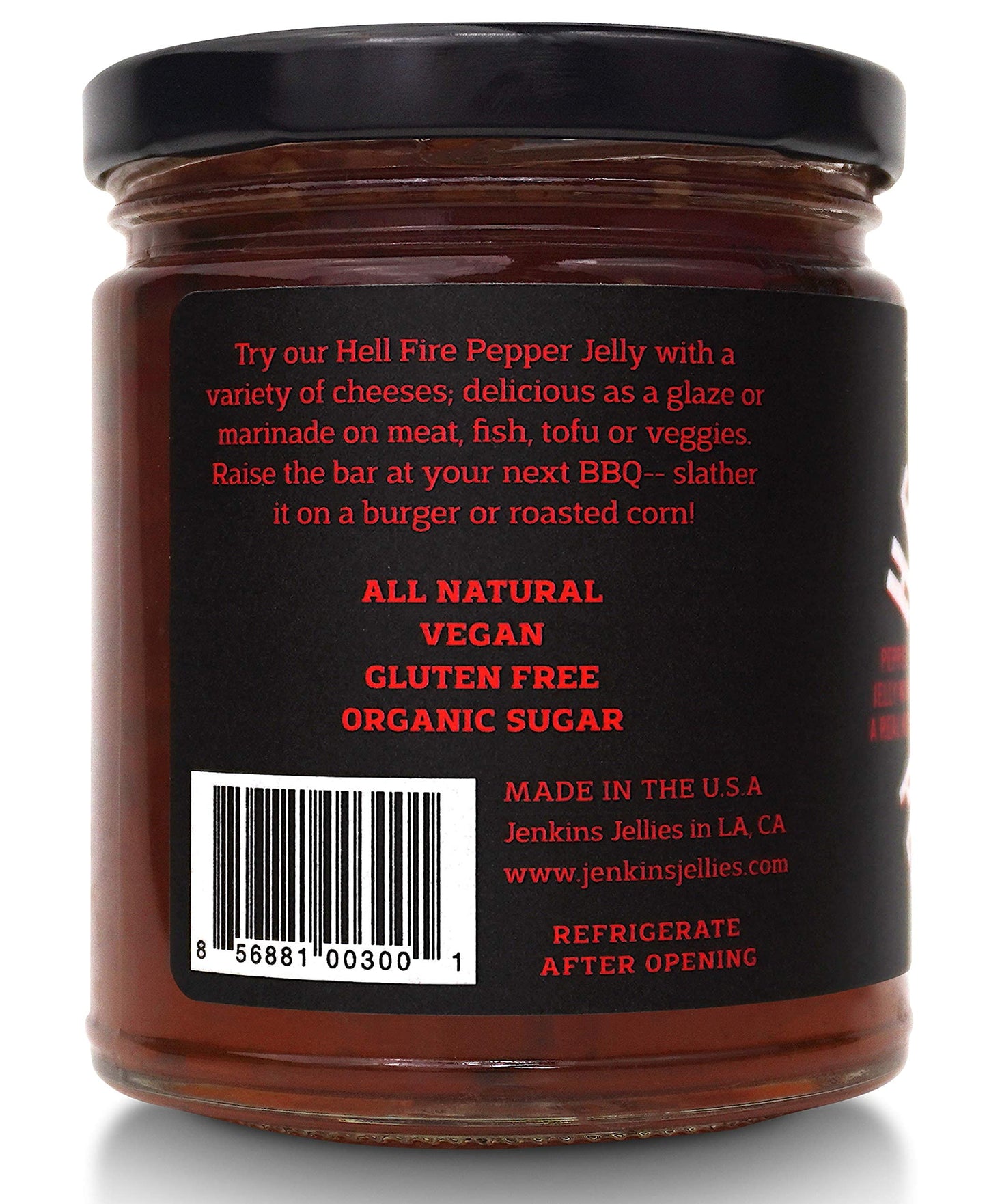 Jenkins Jellies Hell Fire Hot Pepper Jelly - Sweet & Spicy Jalapeo Jelly - Gluten Free, Vegan Pepper Jam - Use as a Glaze, Dippi