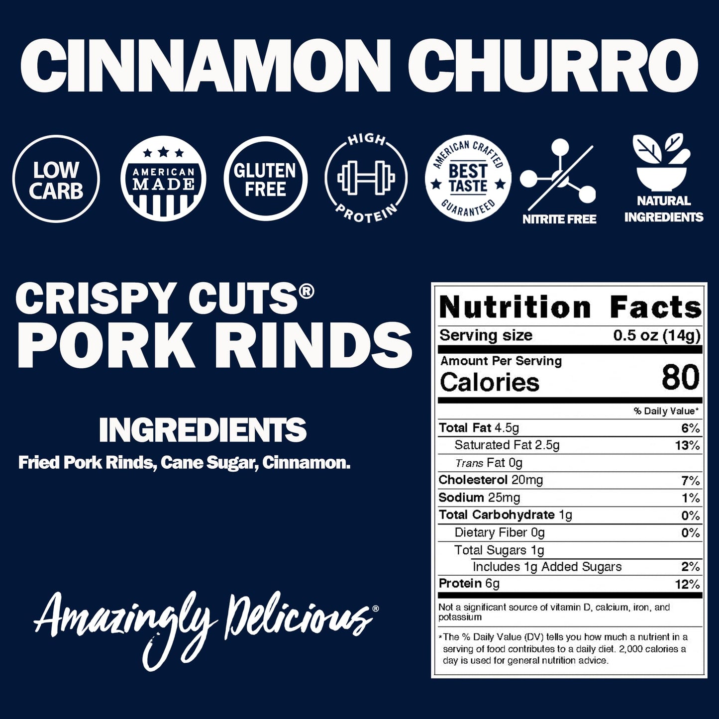 Field Trip Gluten Free Pork Rinds, Paleo & Keto Friendly Airy Puffs, Crunchy High Protein Snacks, Low Carb Snack From Back Pork Skins, 2.5Oz Bag, 4 Pack, Cinnamon Churro, Holiday & Christmas Gift Item