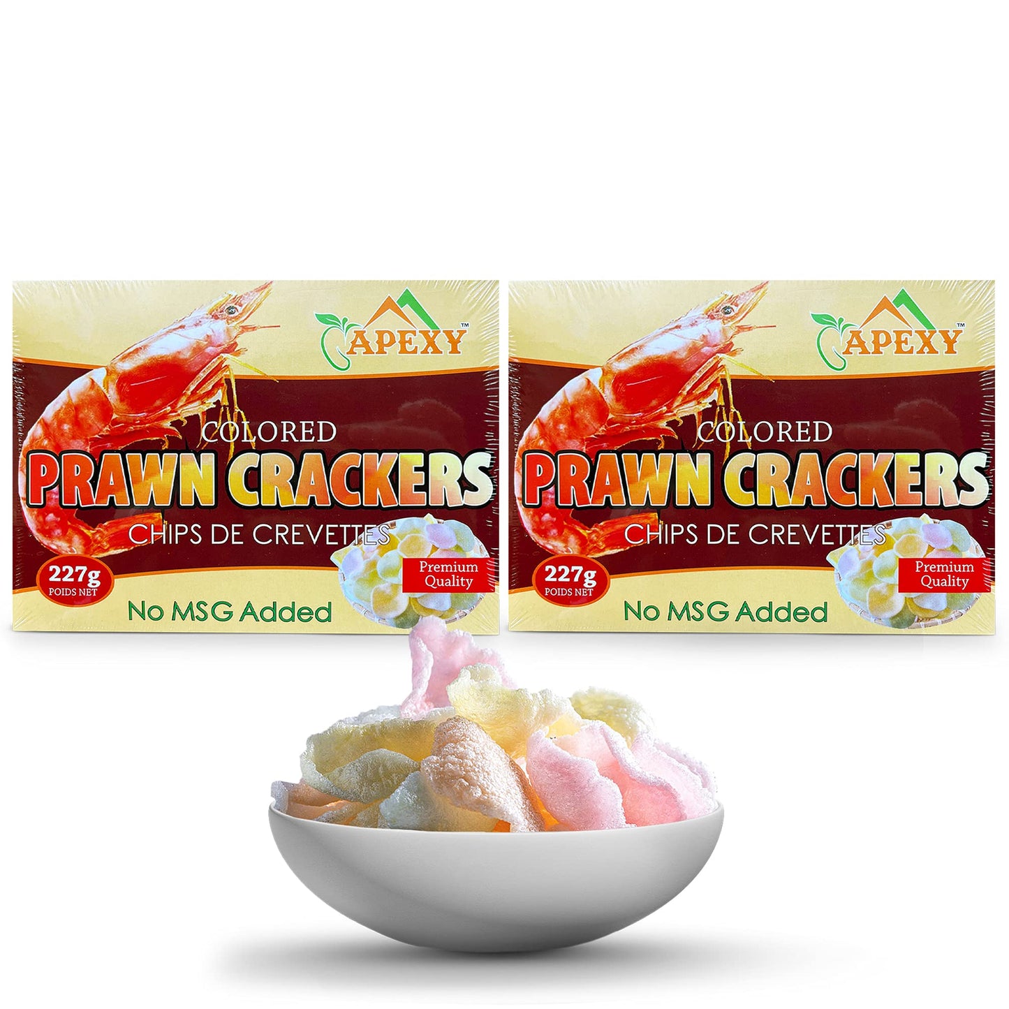 APEXY Prawn Crackers, Uncooked Shrimp Chips, No MSG, 8 oz (Pack of 2), Multi Color