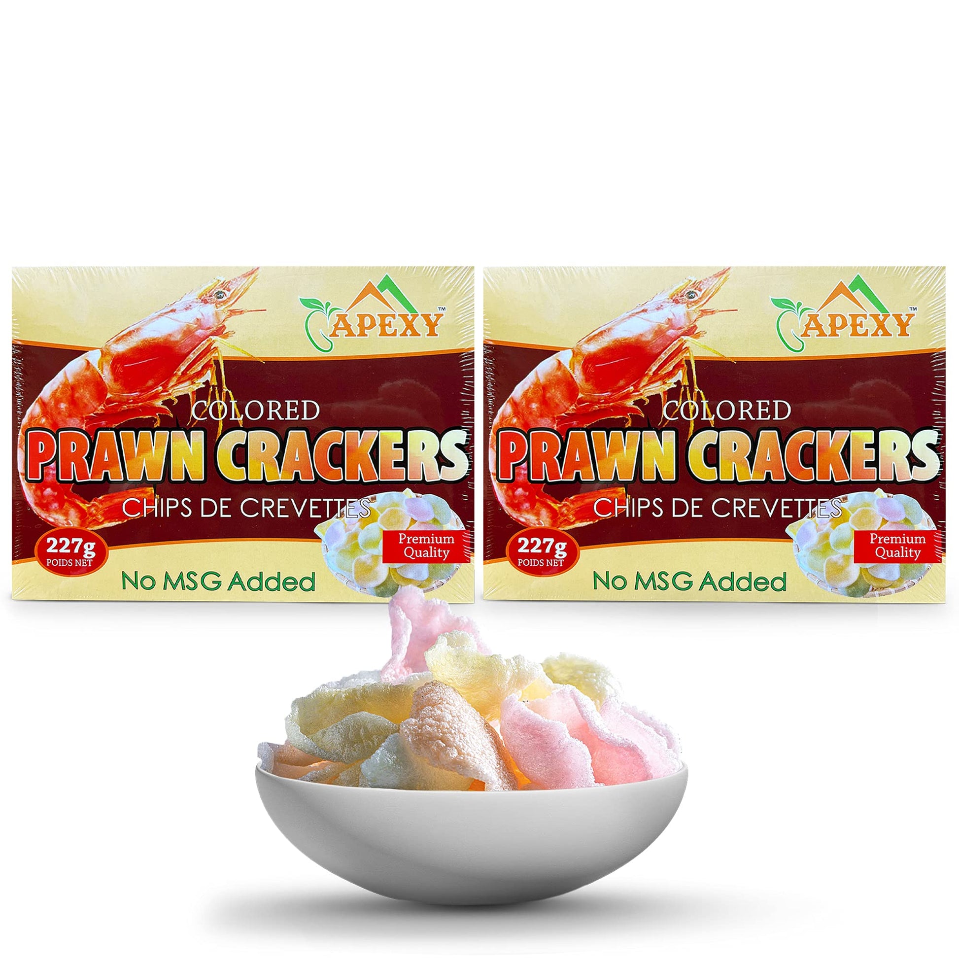 APEXY Prawn Crackers, Uncooked Shrimp Chips, No MSG, 8 oz (Pack of 2), Multi Color