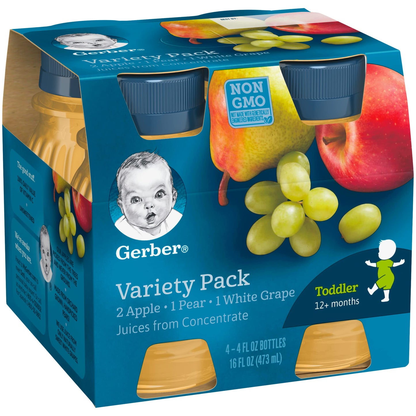 Gerber Juice Fruit 2 Apple, 1 Pear, 1 White Grape Juices From Concentrate Variety 16 Fl Oz (Pack Of 6)