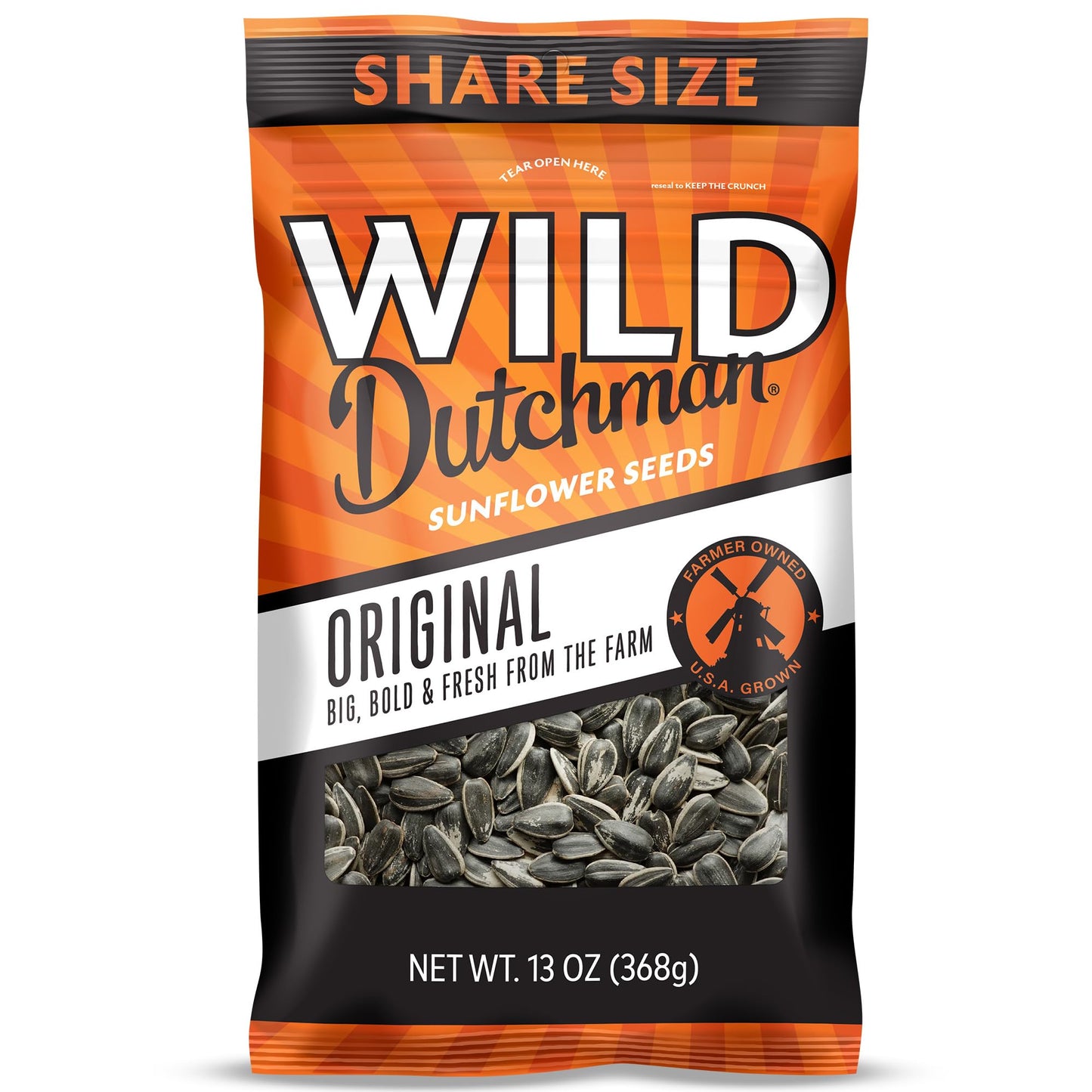 Wild Dutchman Roasted Sunflower Seeds, Salted Original Flavor, 13 oz (Pack of 3)
