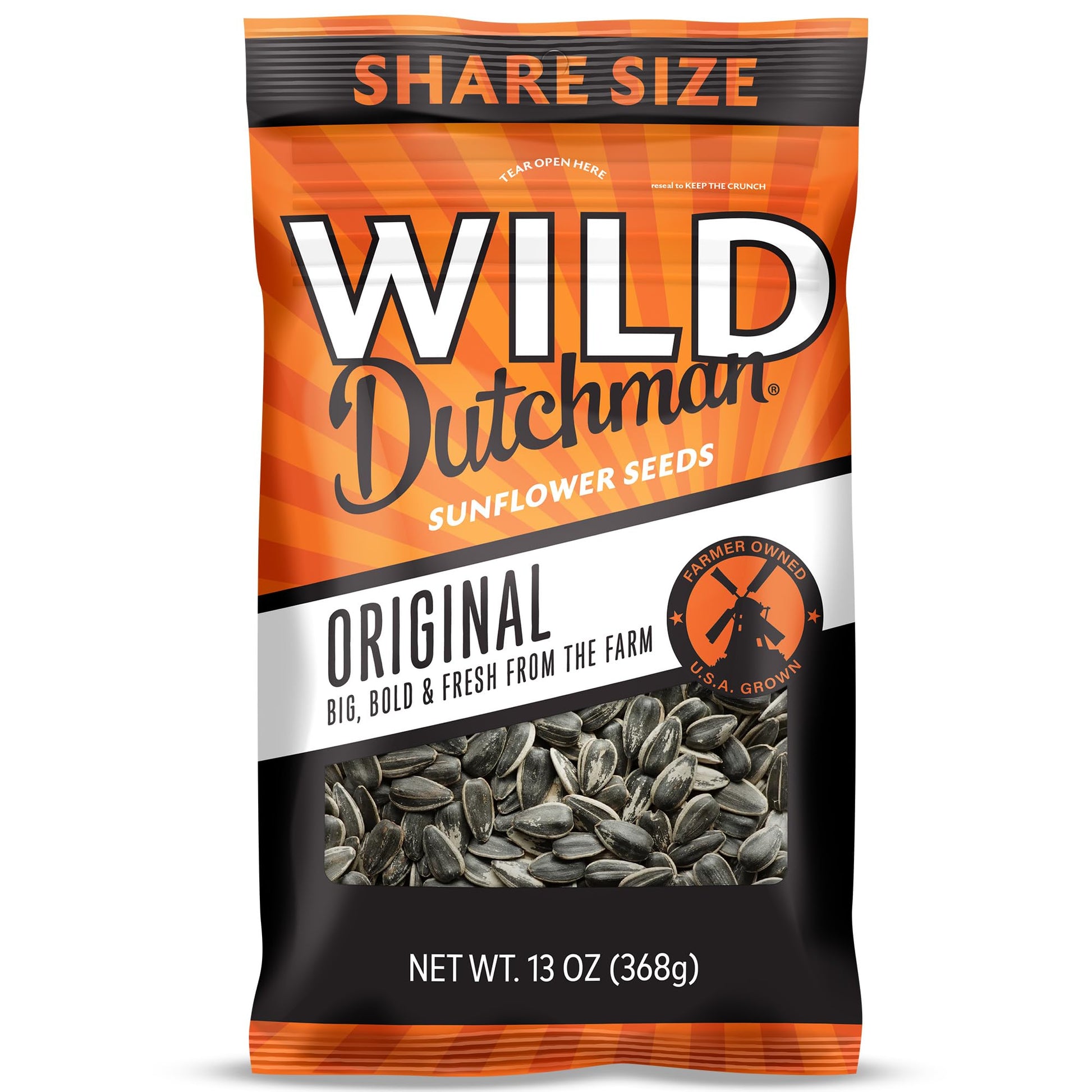 Wild Dutchman Roasted Sunflower Seeds, Salted Original Flavor, 13 oz (Pack of 3)