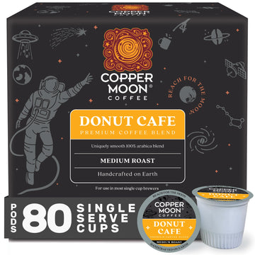 Copper Moon Single Serve Coffee Pods, Medium Roast Donut Café Blend, 80 Count, Compatible with Keurig K-Cup Brewers