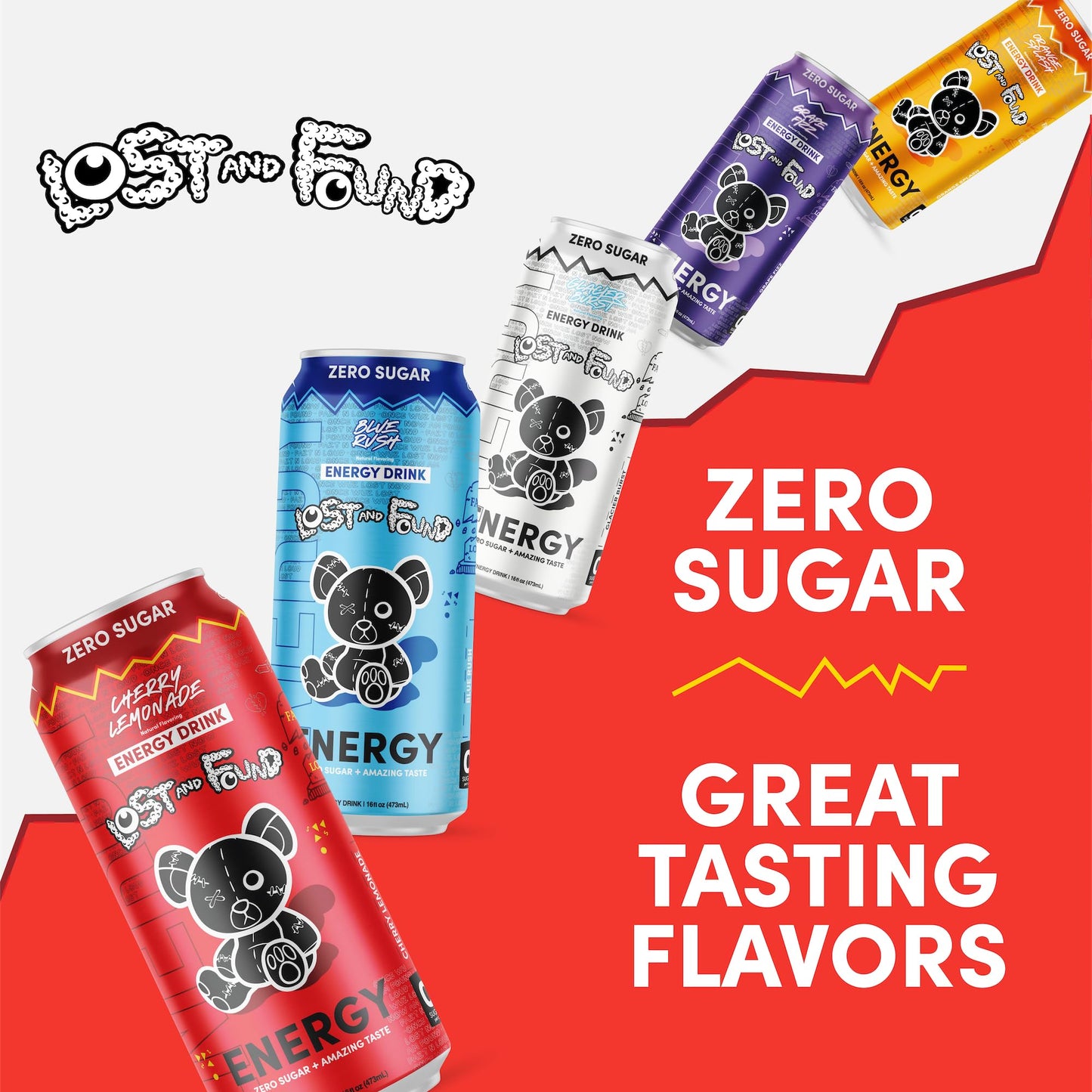 Lost and Found Energy Drink - Sugar Free, No Artificial Flavors, 150mg Caffeine - 16oz, 12-Pack, Orange Splash