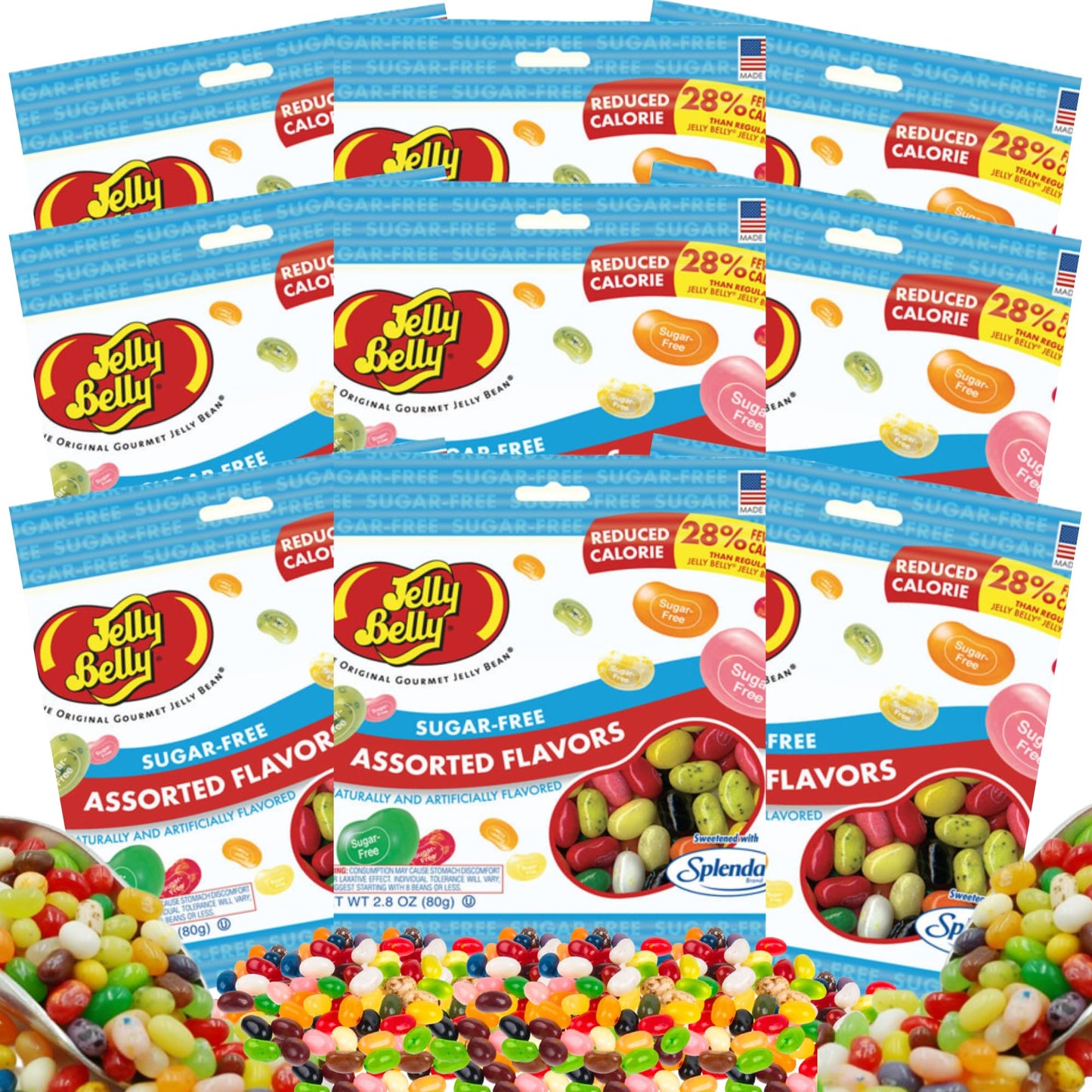 Jelly Belly Assorted Sugar Free Jelly Beans - Sugar Free Candy for Diabetics, Diabetic Candy - (Assorted Flavors, 9 Bags)