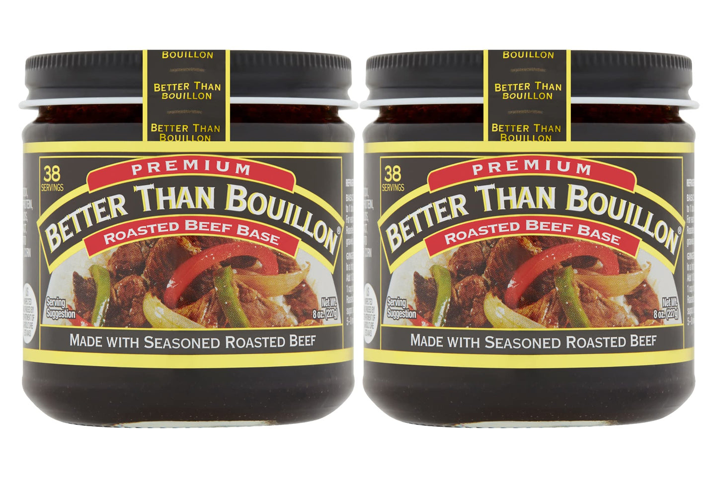 Better Than Bouillon enhanced Roasted Beef Base, Made with Seasoned Roasted Beef, Blendable Base for Added Flavor, 38 Servings Per Jar, 8 Ounce Jar (Pack of 2)