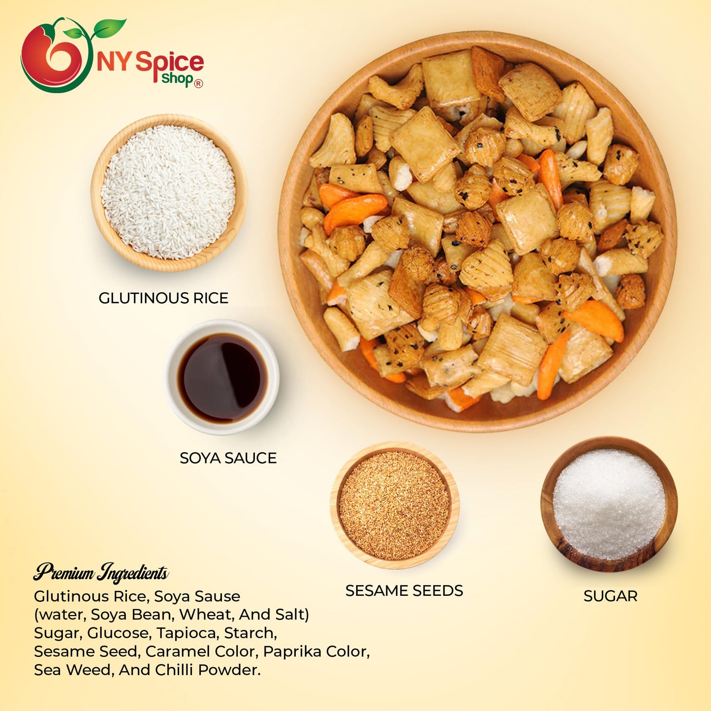Ny Spice Shop Oriental Rice Crackers - 3 Pound (48 Oz.) - Oriental Rice Cracker Mix - Japanese Rice Crackers - Oriental Snack Mi