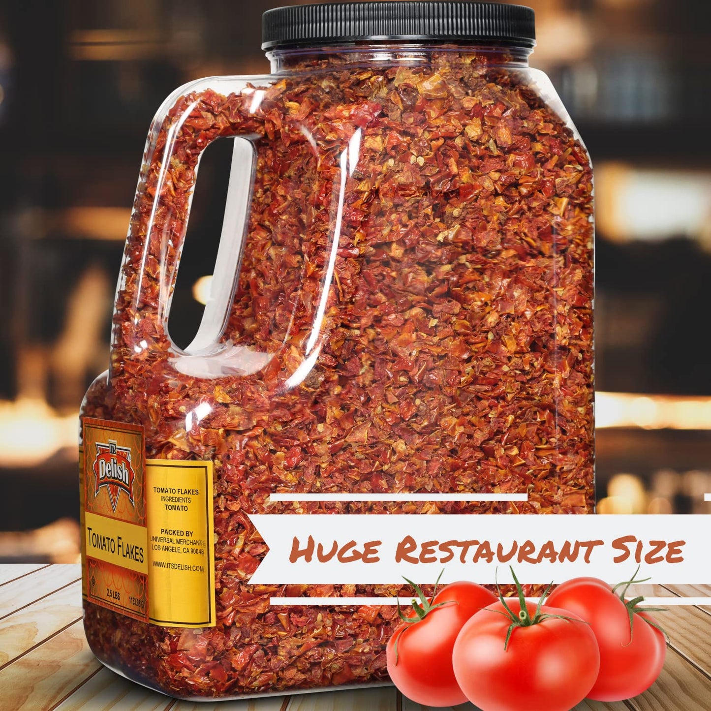 Dehydrated Dried Tomato Flakes By It'S Delish - 2.5 Lbs Bulk Restaurant Gallon Size Container Jug With Handle - Dried Natural To
