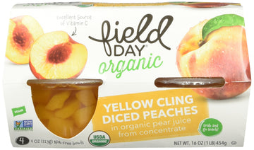 Field Day Organic Diced Peach Cups (6X4Pk )