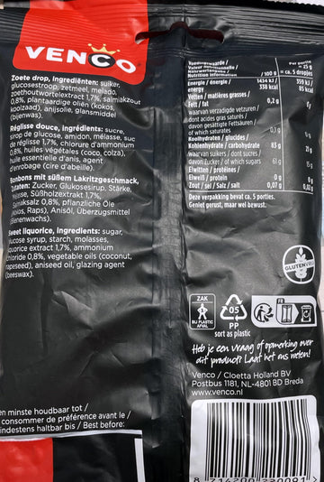 Venco Nl Drop Dutch Black Licorice Soft Sweet 120G 4.23 Ounce