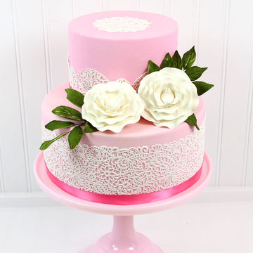 Global Sugar Art Peony Rose Sugar Cake Flowers, White, 4 Count by Chef Alan Tetreault