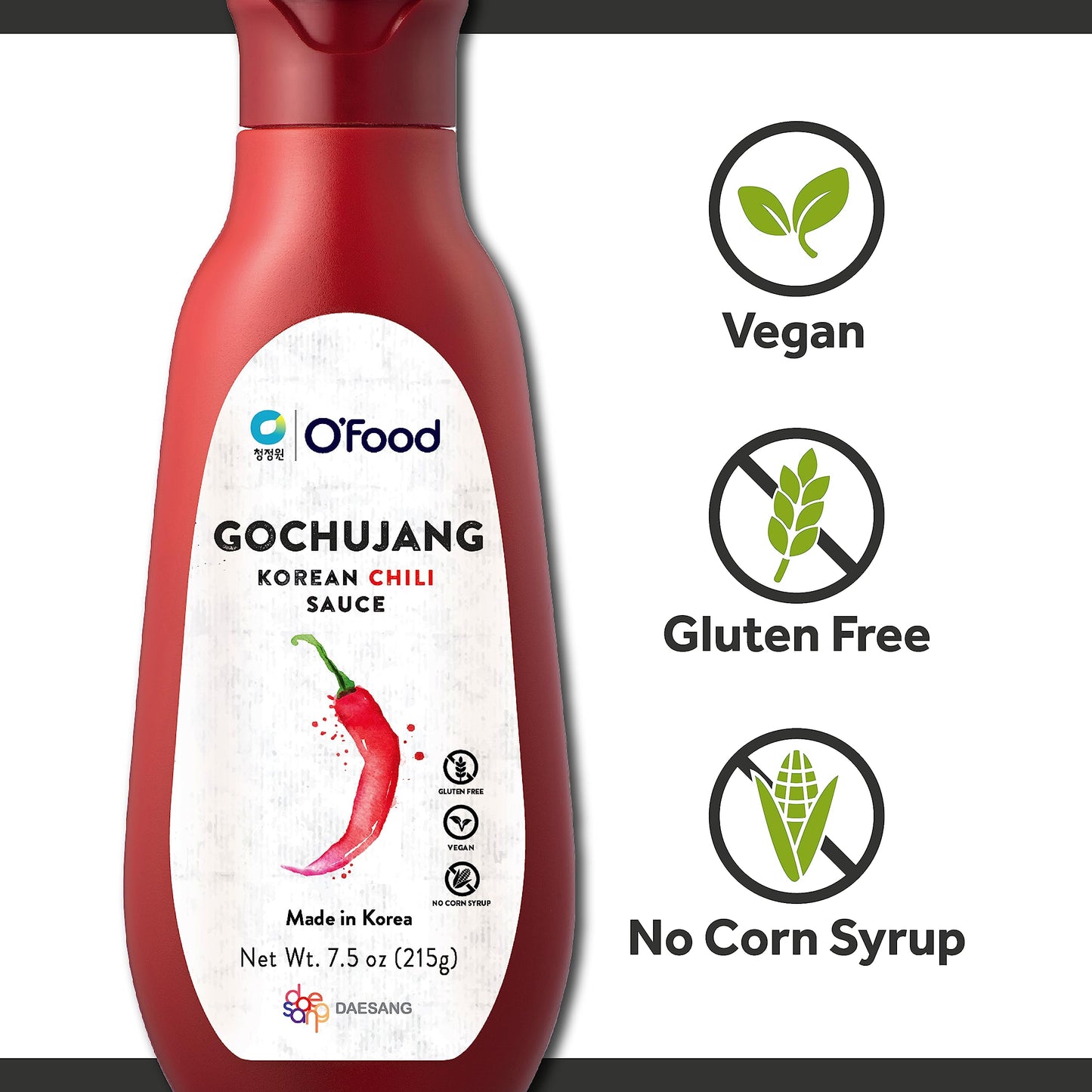 Chung Jung One O'Food Gochujang Korean Chili Sauce, Medium Hot Sauce, 7.50 Oz. (Pack Of 2)