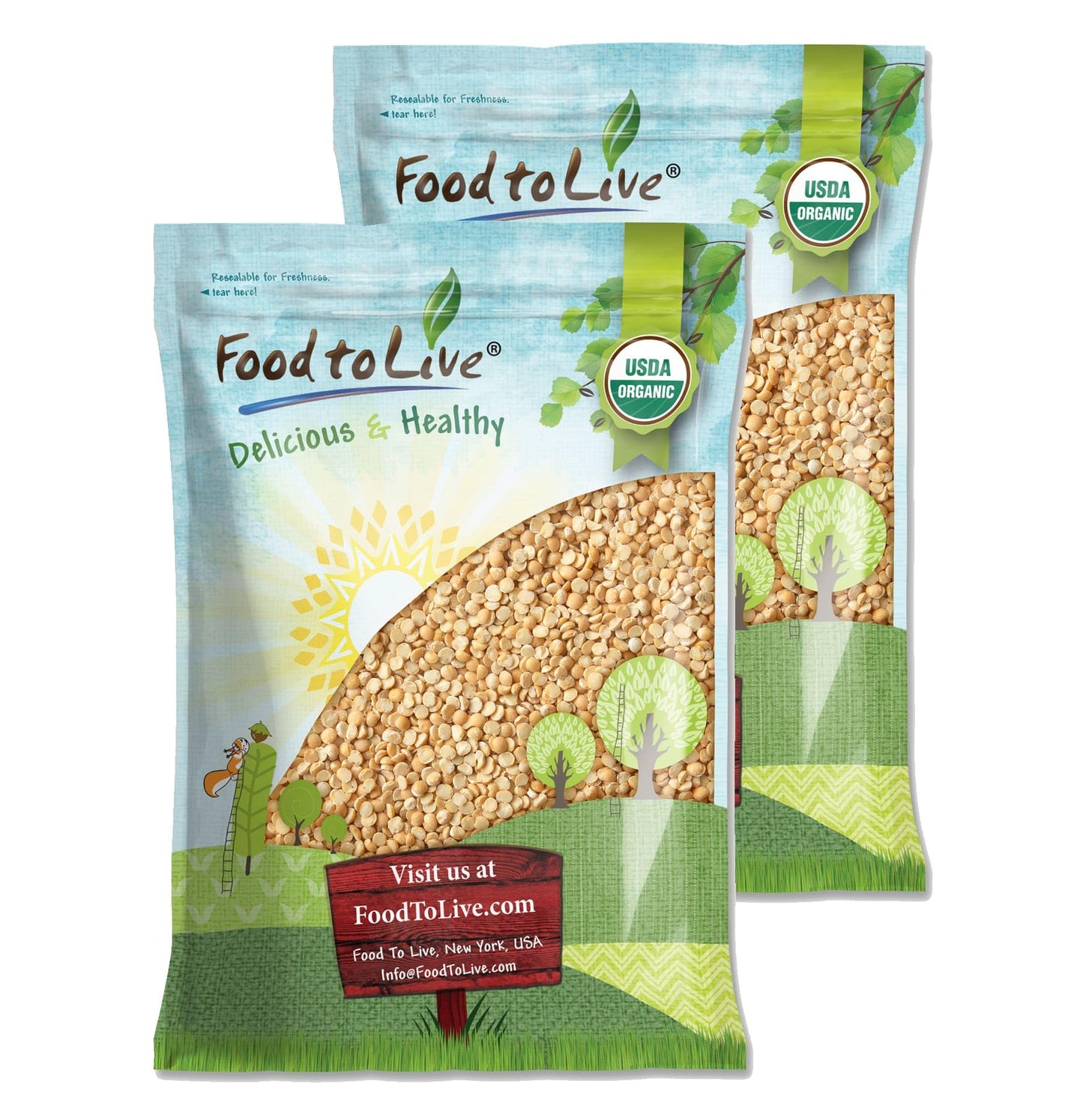Food to Live Organic Split Yellow Peas, 24 Pounds - Dry Non-GMO Pulses. Legumes in Bulk. Good Source of Protein and Fiber. Easy 