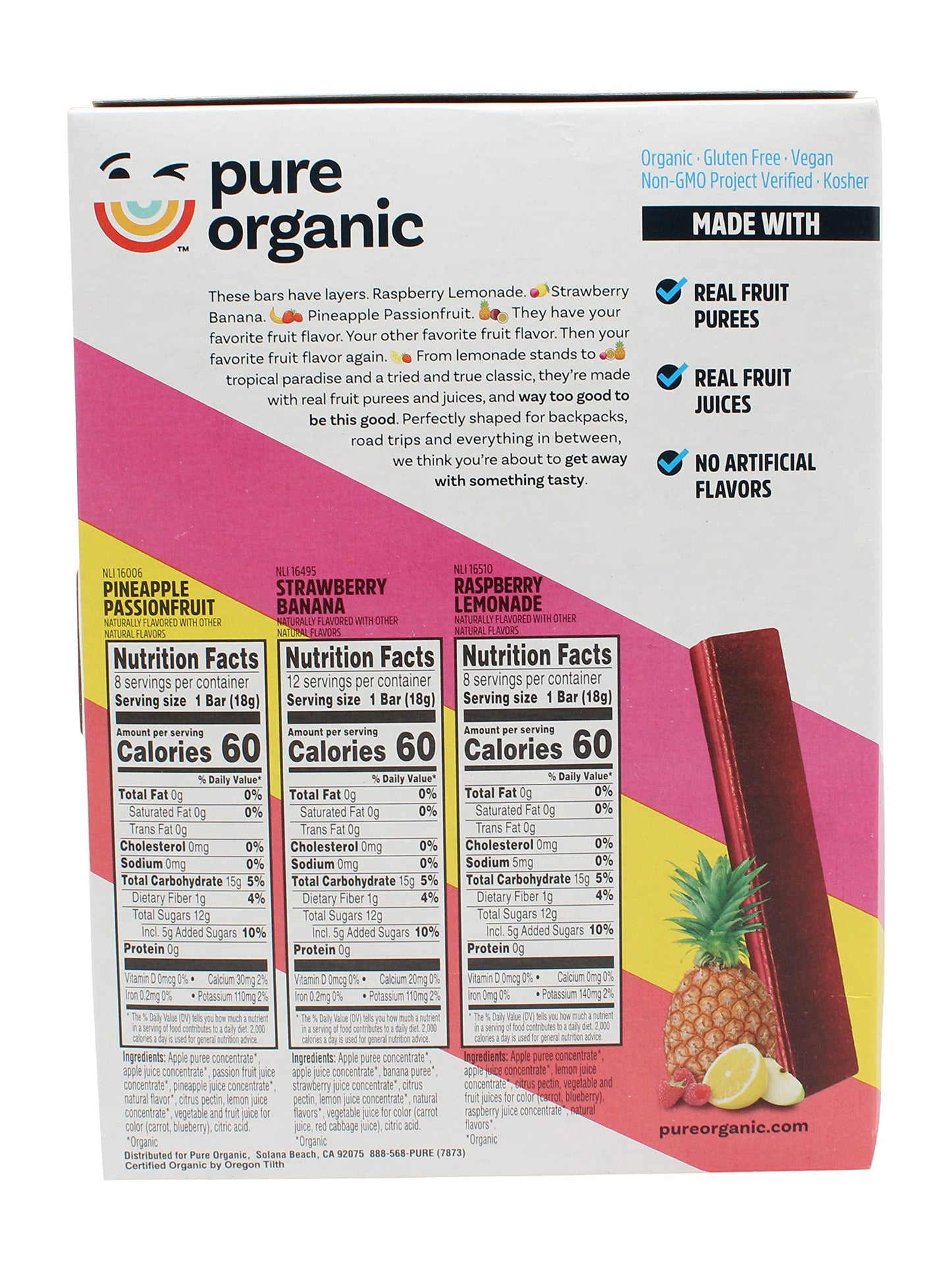 Pure Organic Layered Fruit Bars Variety Pack 28 Count (Pack Of 1).