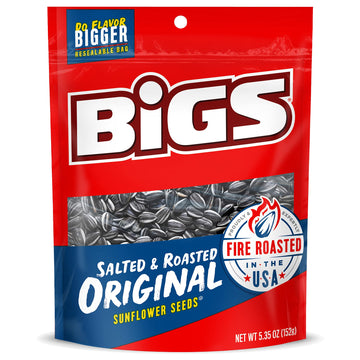 Bigs Salted & Roasted Original Sunflower Seeds, Keto Friendly Snack, 5.35-Oz. Bag (Pack Of 12)