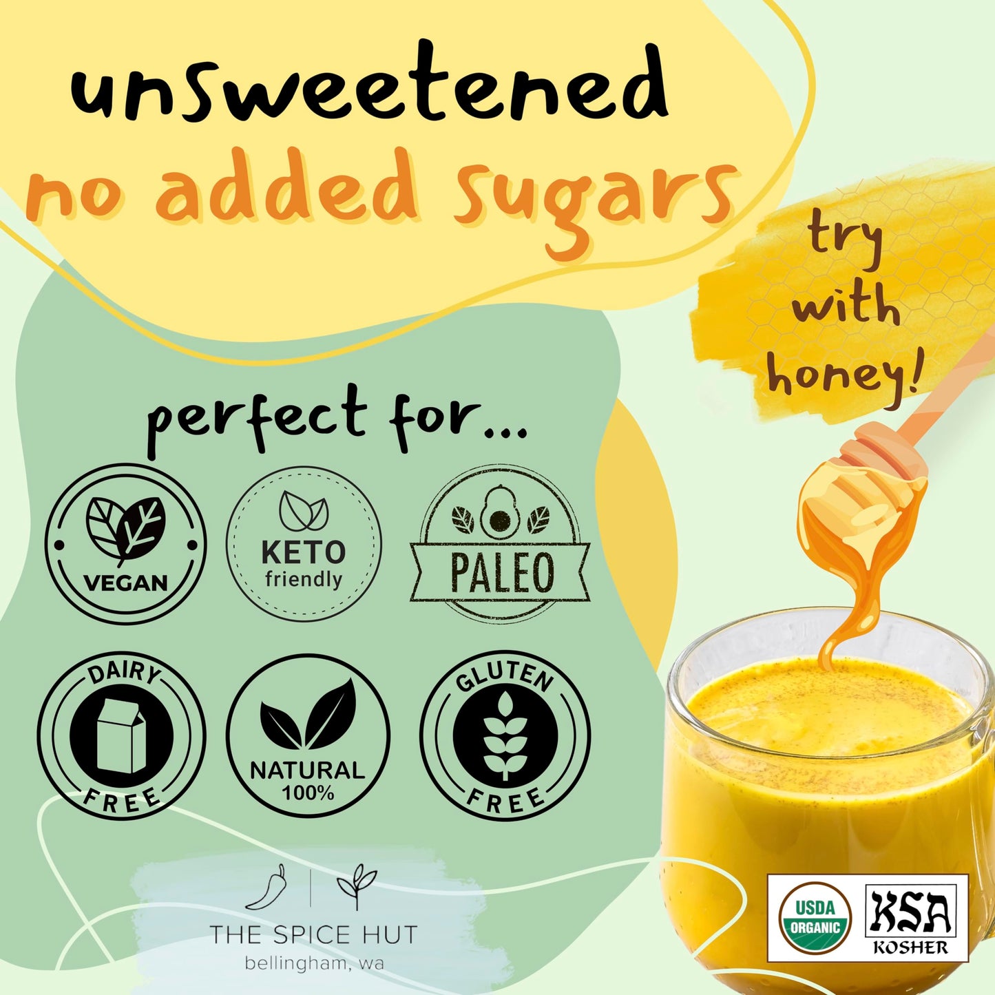 Organic Golden Milk Turmeric Powder with Ginger - All Natural, No Added Sugar, Great for Golden Milk Lattes, 3.5 oz, The Spice H