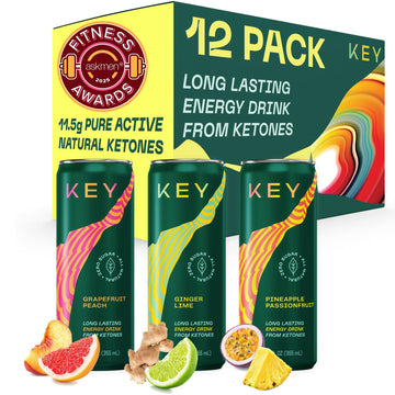 Key Ketone Energy Drink - Sugar Free And All Natural From Ketones For Long Lasting Energy And Optimal Green Tea Energy Blend And L-Theanine For Mental Focus To Perform  Variety Pack (Pack Of 12)
