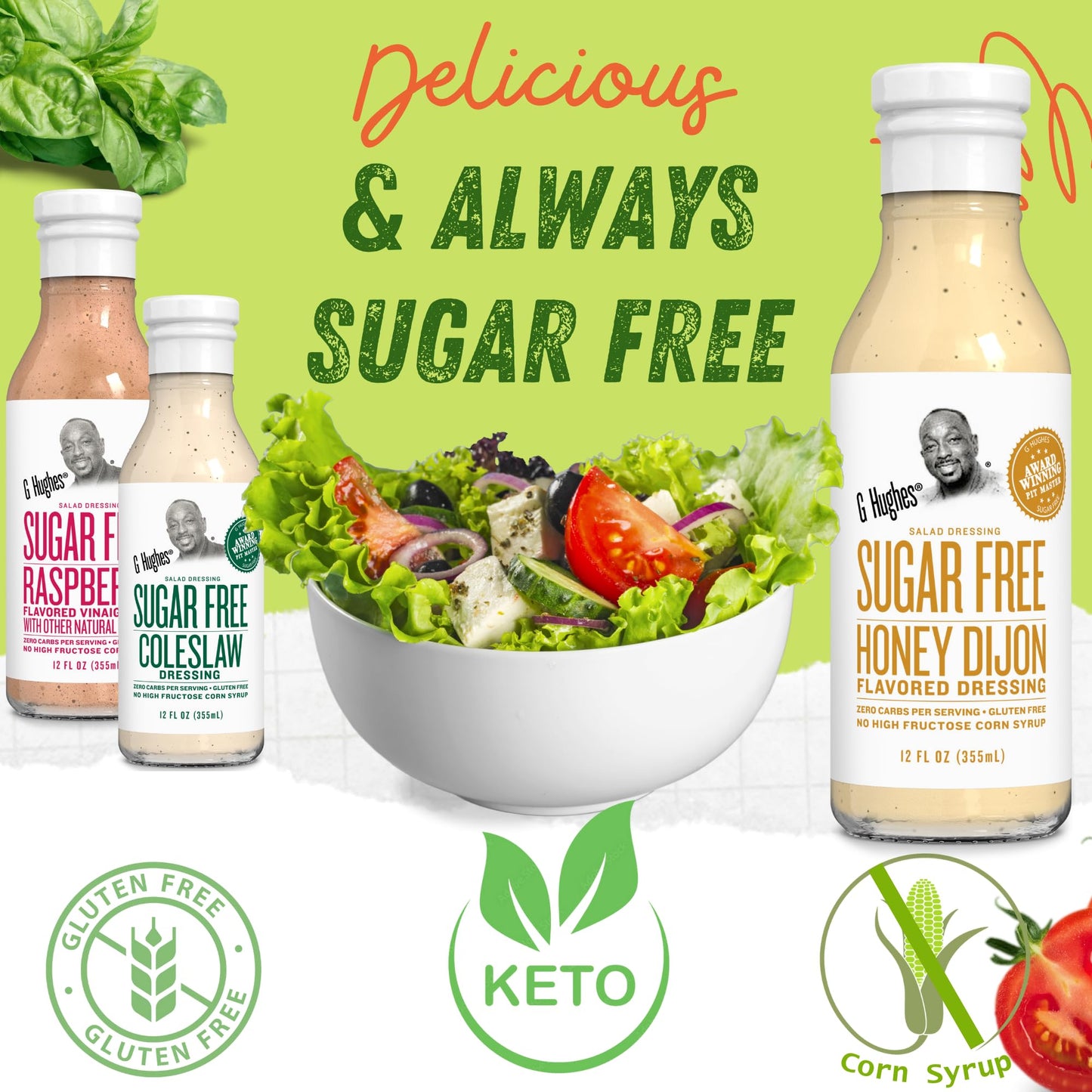 G Hughes Sugar Free Honey Dijon Dressing - Honey Mustard Dressing, Sugar Free Honey Mustard, Gluten Free Dijon Salad Dressing, Dijon Mustard, No Sugar Added - 12 Oz (3-Pack)