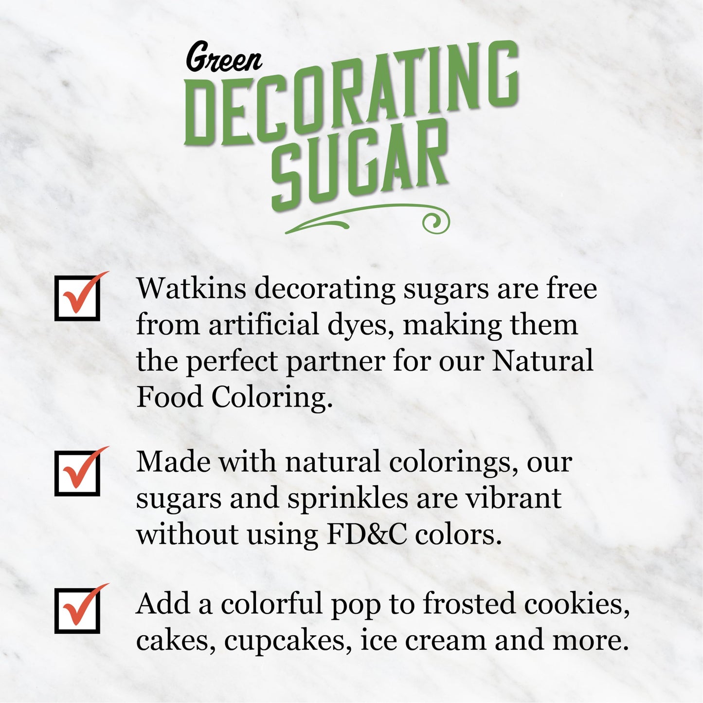 Watkins Green Decorating Sugar, Non-GMO, Kosher, 4.2 Ounce, 2-Pack