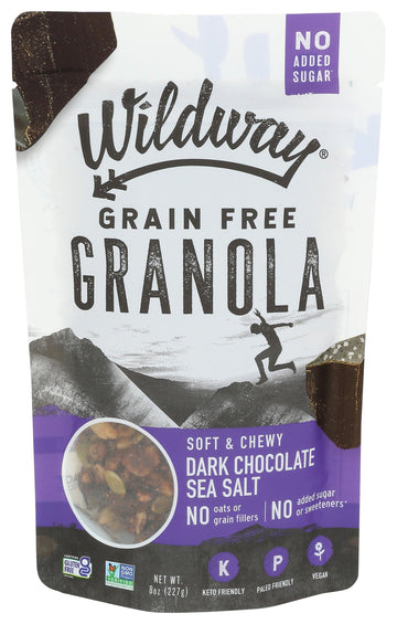 Wildway Keto Granola | Dark Chocolate Sea Salt | Grain-Free Certified Gluten-Free Cereal | Vegan, Low Carb | No Sugar Added | Pa