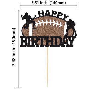 Gyufise 1Pc Football Cake Topper Rugby Ball Happy Birthday Cake Decorations For Bowl Party Decor Touchdown Sport Themed Game Day