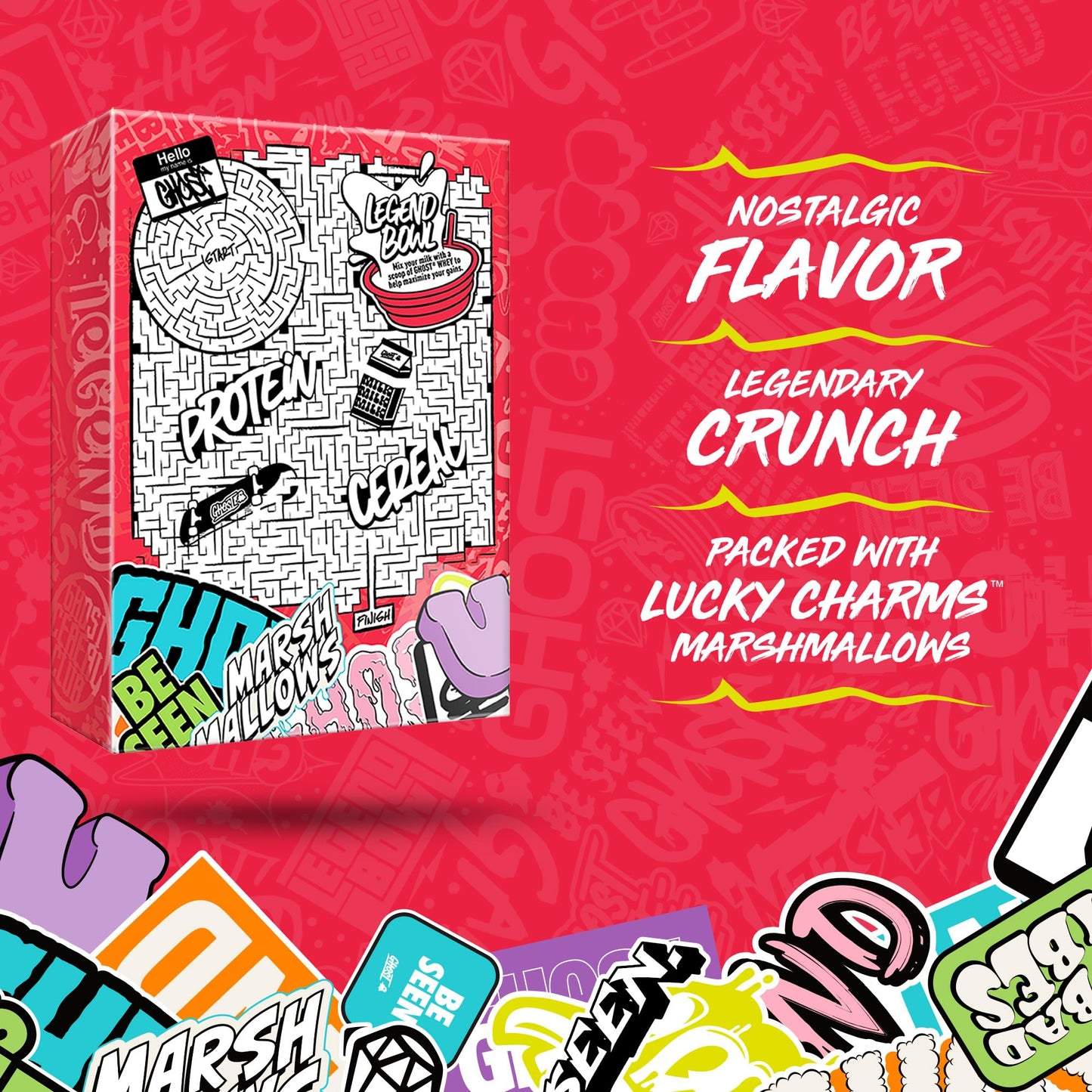 Ghost Protein Cereal, Marshmallows (3-Pack) - Contains Lucky Charms Marshmallows - 17G Protein, Good Source Of Calcium - Breakfa