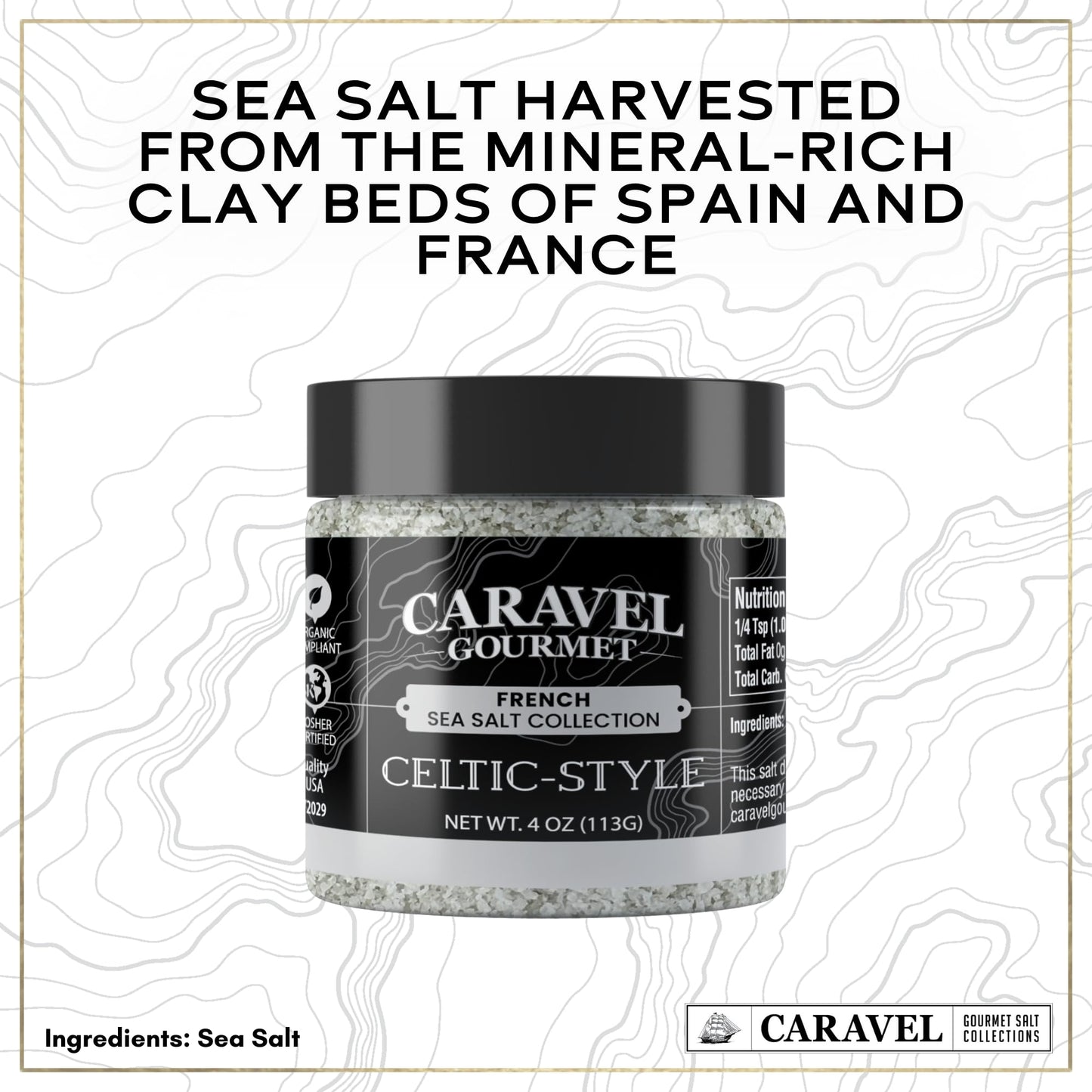 Natural Sea Salt Mega Sampler: Fine Grain, Fleur de Sel, French Grey, Pink Himalayan Sea Salts, 4 oz Jar 4-Pack, Caravel Gourmet