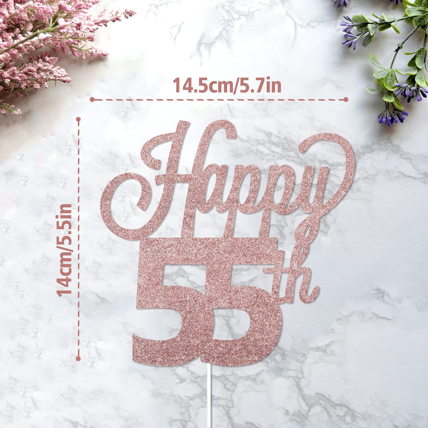Lingteer Happy 55Th Birthday Cake Topper - Cheers To 55Th Birthday 55 Years Old Birthday Party Cake Decorations Sign.