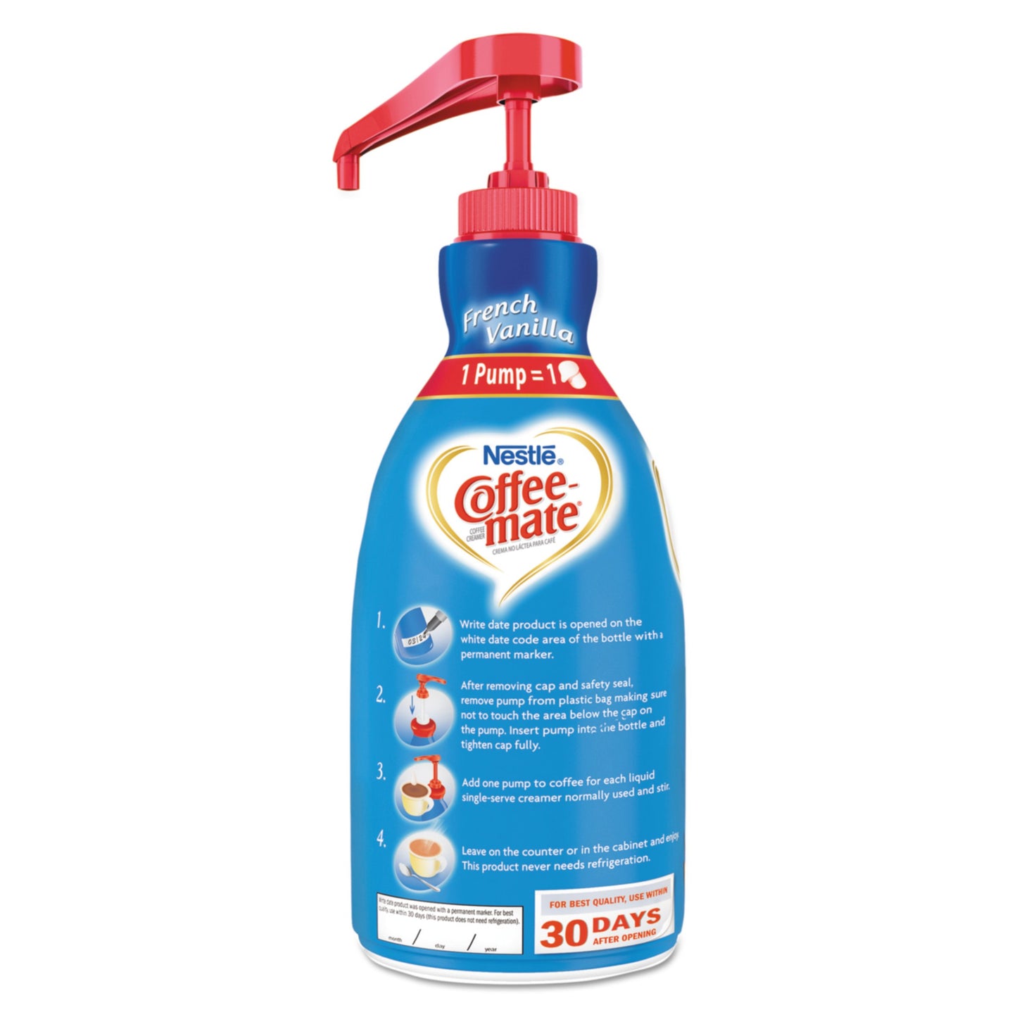 Coffee-mate 31803 Liquid Coffee Creamer, French Vanilla, 1500mL Pump Bottle