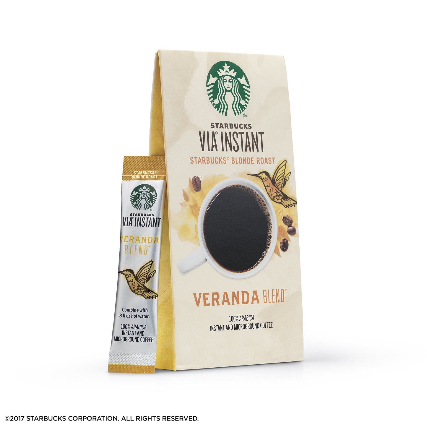 Starbucks Via Instant Coffee Blonde Roast Packets — Veranda Blend — 1 Box (8 Packets)