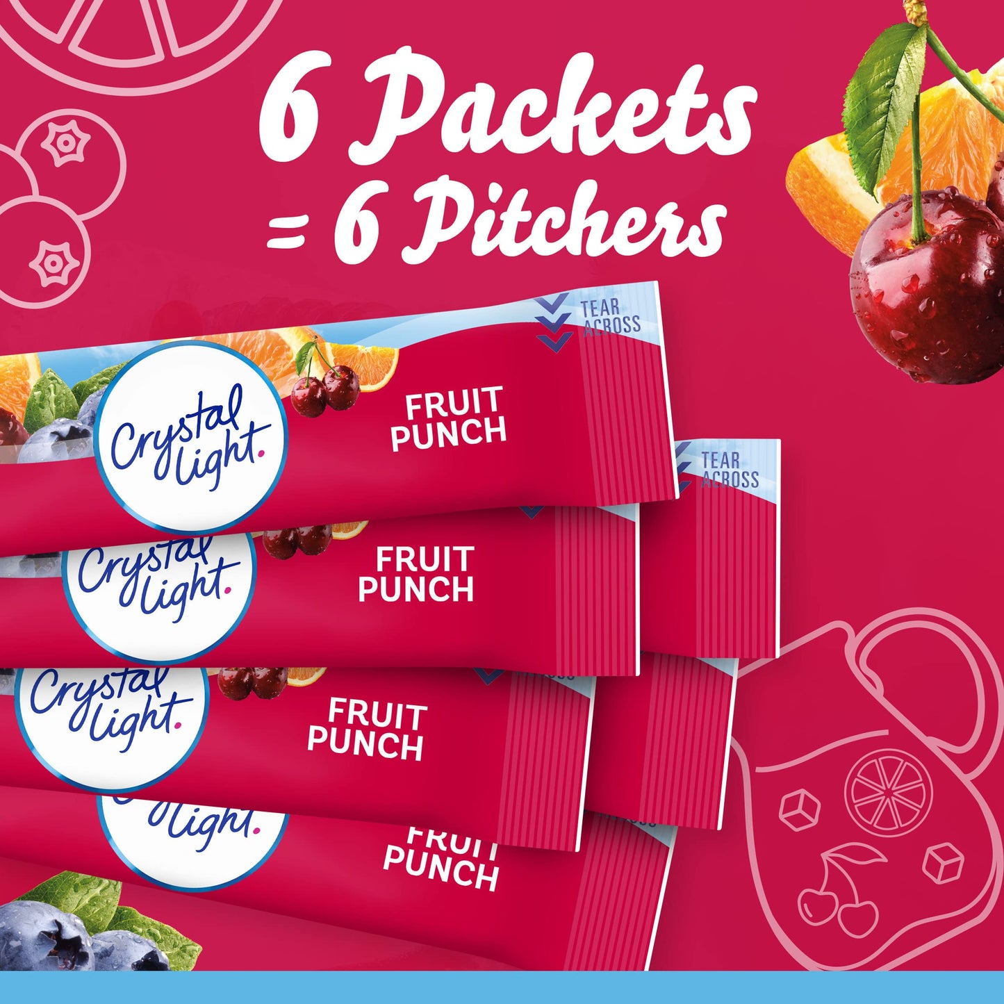 Crystal Light Fruit Punch Artificially Flavored Powdered Drink Mix, 72 ct Pack, 12 Canisters of 6 Pitcher Packets