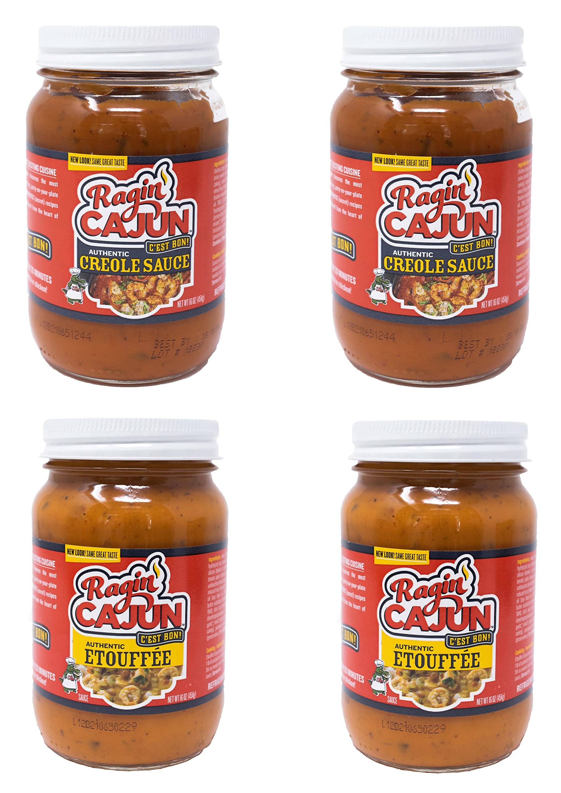 Etouff  e Sauce (2) & Creole Sauce (2) Fully Cooked Sauces Variety Pack 16 oz Ragin Cajun