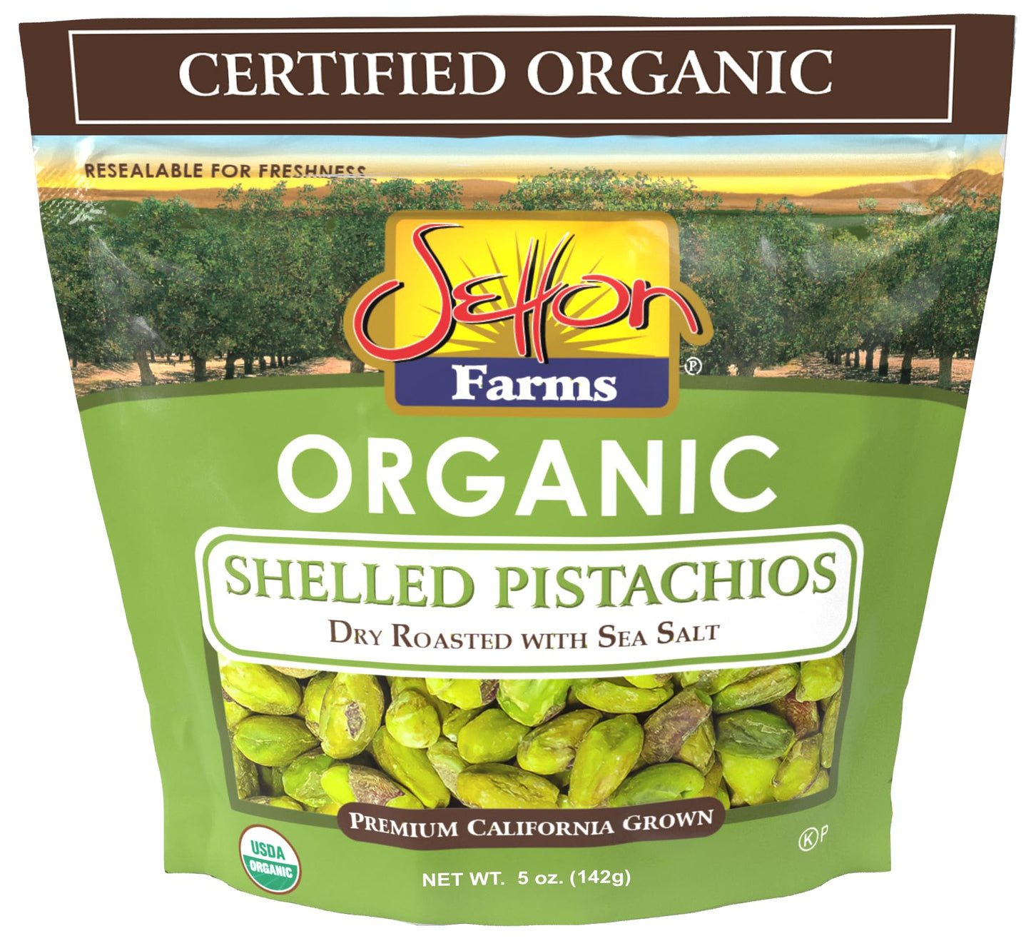 Organic Pistachios Shelled Roasted Salted  5 Oz. Bag  Kosher