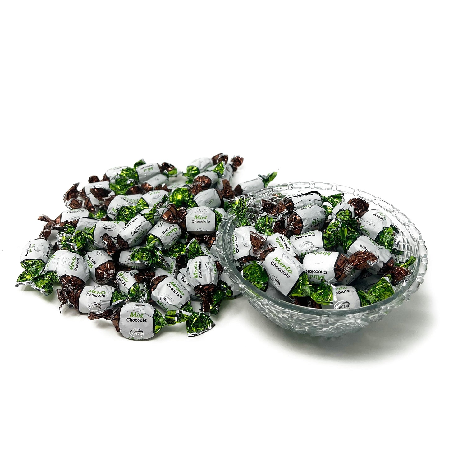 Assortit Chocolate Filled Mints - Hard Candies - 1 lb - Individually Wrapped - Refreshing After Dinner Treat - White