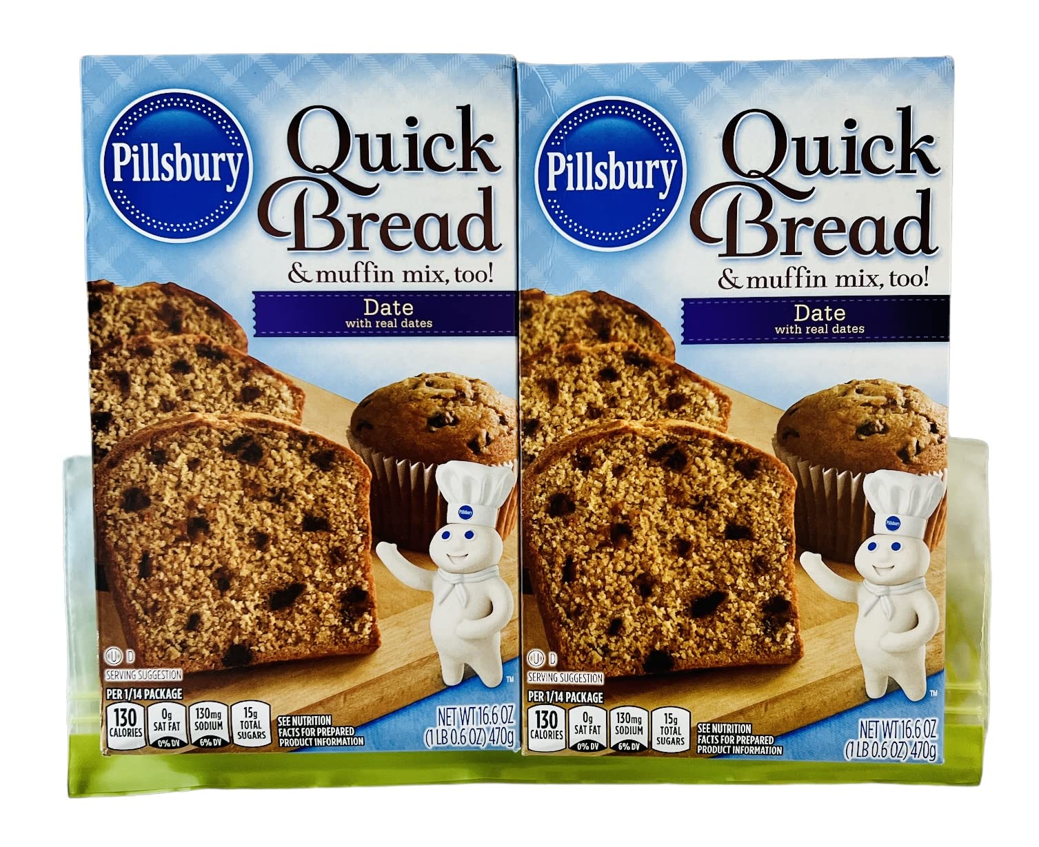 Date Quick Bread & Muffin Mix Bundle with 2 Pillsbury Date Quick Bread Mixes and 1 Reusable Bag for Storage or Leftovers