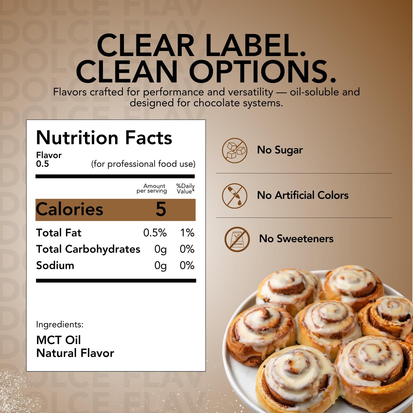 Dolce Flav Natural Cinnamon Extract – Concentrated Spice Flavor, Oil-Soluble, 2 Oz., Kosher, Sugar-Free