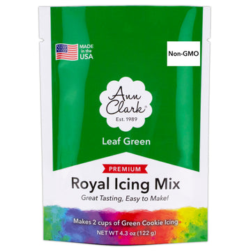 Ann Clark Green Royal Icing Mix, Cookie Icing 4.3-oz. Pouch Makes 2 Cups Green Icing