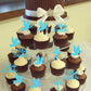 YCTHUNFISH Cupcake Toppers, 24 Pack, Bamboo, Glitter Cross, Blue, Religious Baptism/Party Decorations