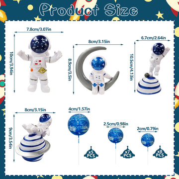Astronaut Figurines Space Cake Toppers Blue Star Ball Cake Toppers For Space Theme Party Kids Birthday Party Baby Shower Supplie
