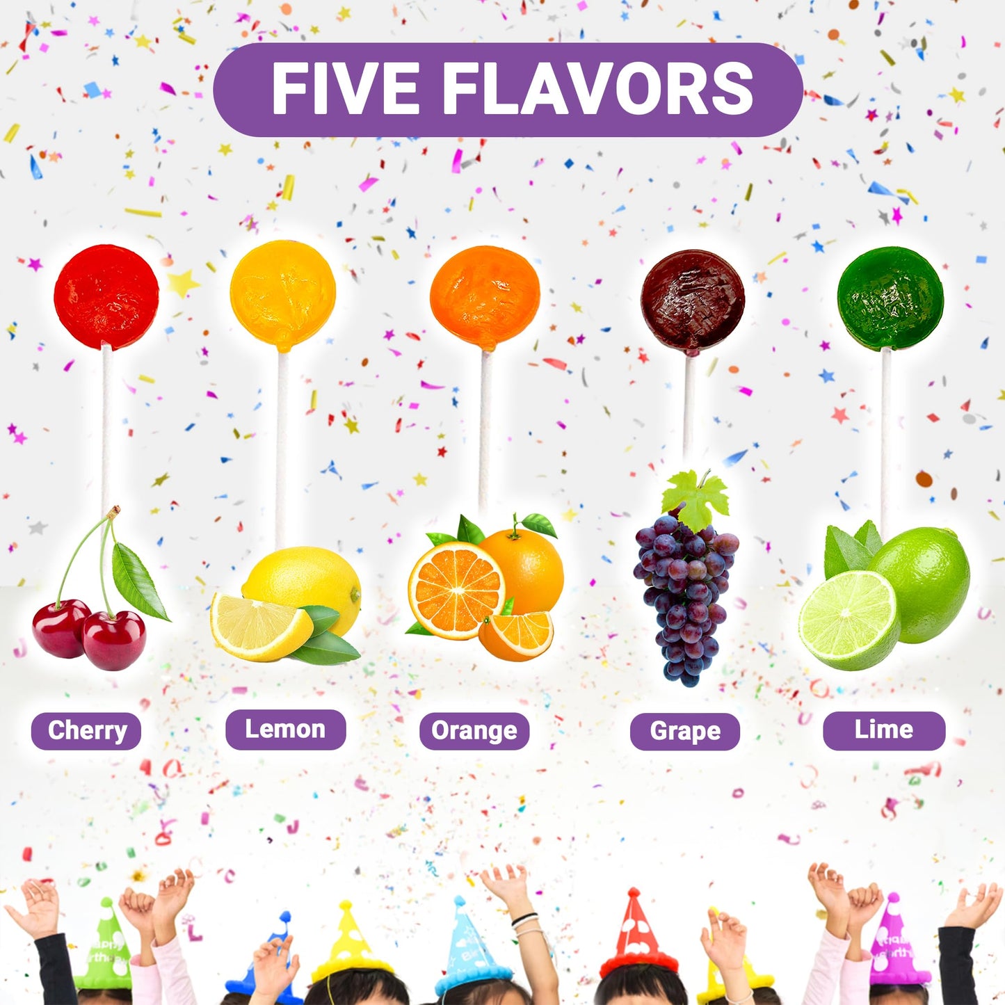 Lollipops Individually Wrapped - 2 Pound (About 75 Pcs.) Bulk Suckers For Kids - Classic Lollipops Bulk Flats -5 Assorted Fruit