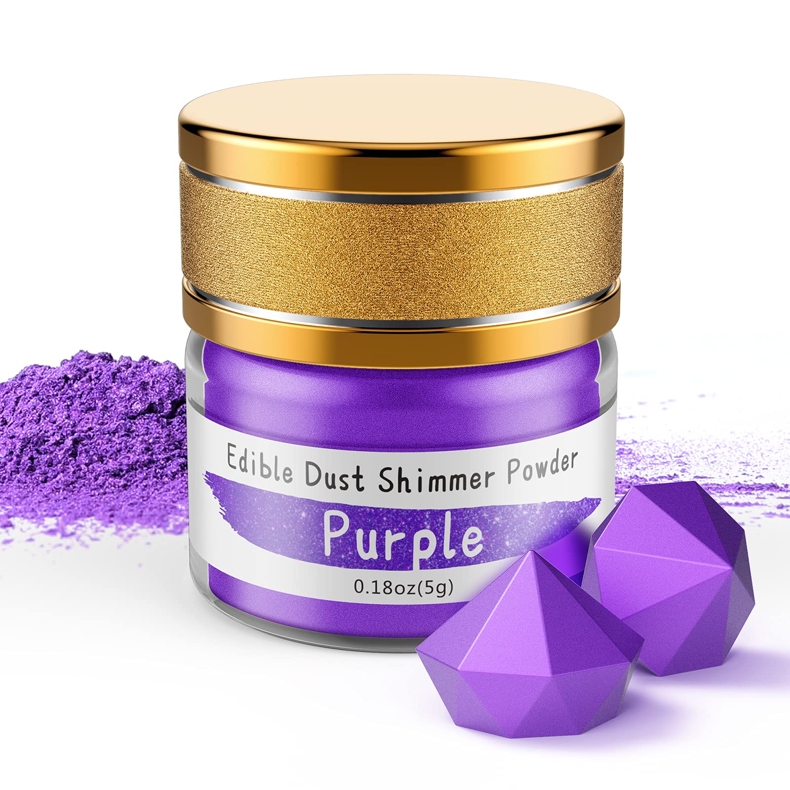 Jelife Violet Edible Luster Dust - Food Grade Shimmer Powder for Cake Decorating, Chocolates, Drinks - 5 Grams