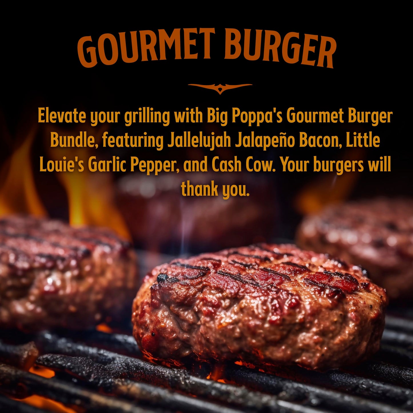 Big Poppa Smokers Gourmet Burger Kit - 3-Pack BBQ Seasoning with Jalapeño Bacon, Garlic Pepper & Beef Seasoning - Gluten-Free