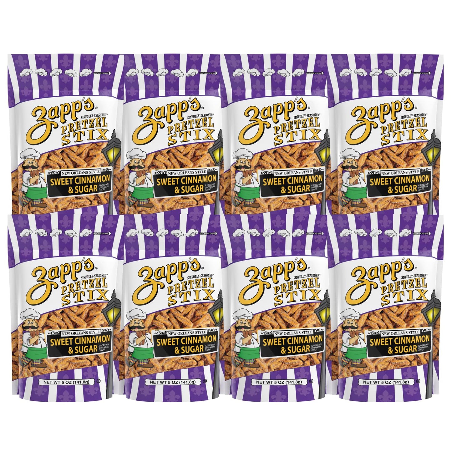 Zapps Cinnamon Sugar Pretzel Stix pack of 8-5 oz bags